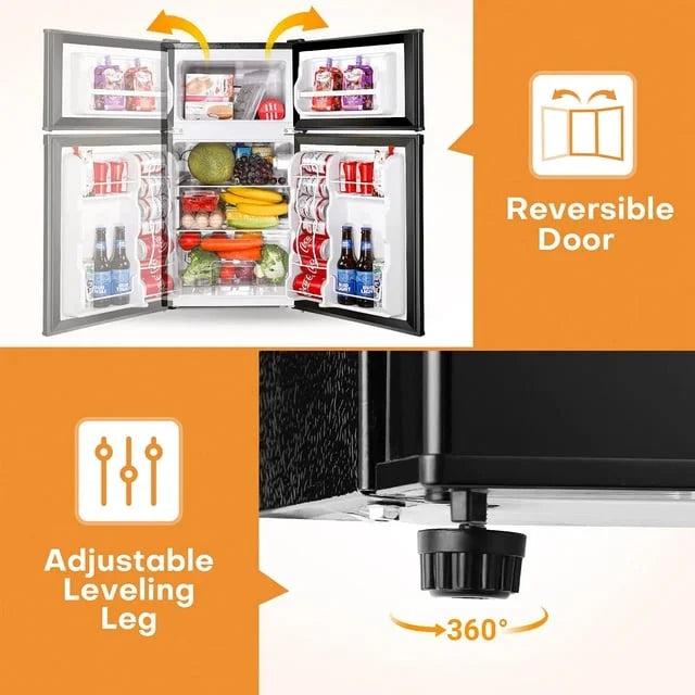 3.2 Cu.ft Double Door Mini Fridge with Freezer D3939