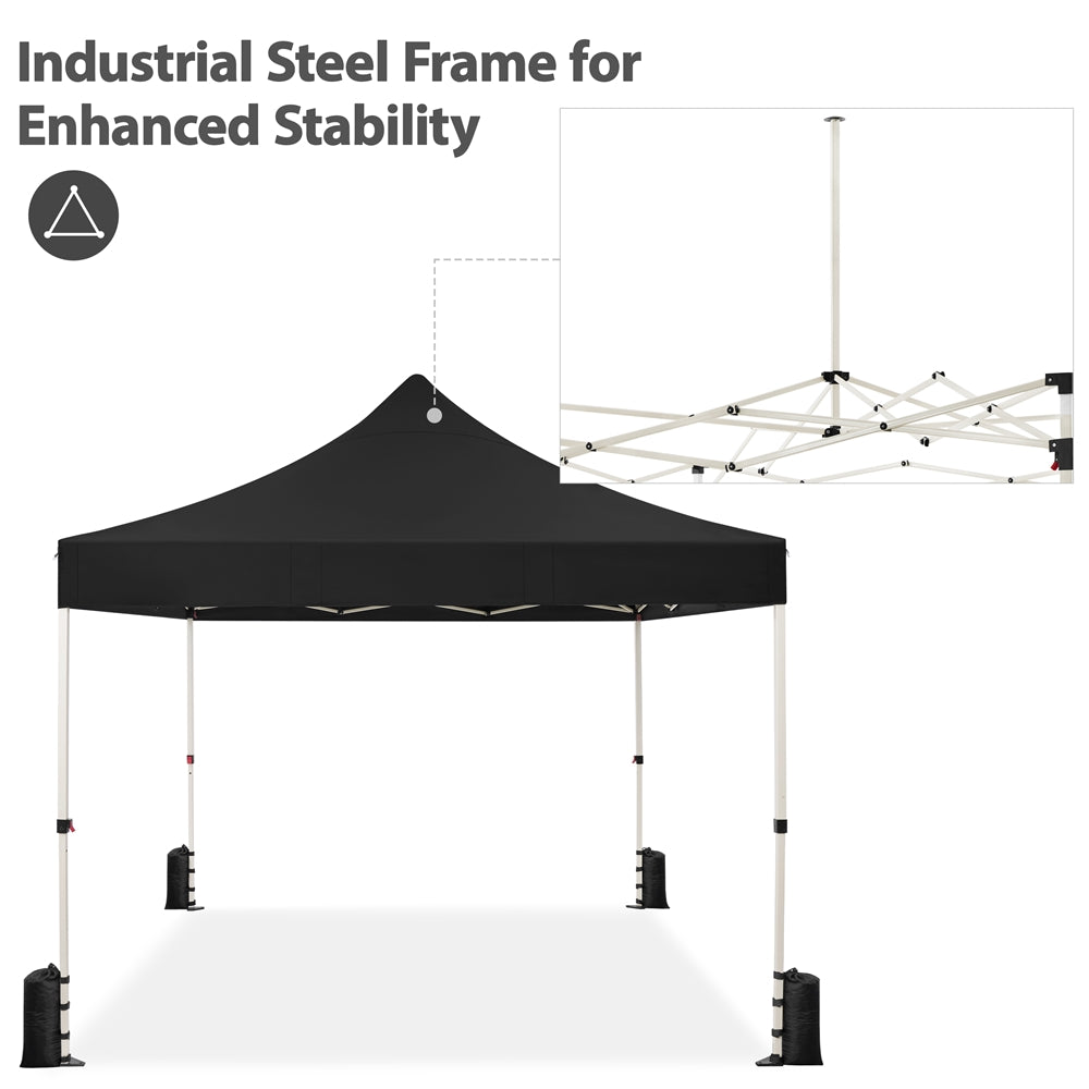 Black 10 FT Pop-up Canopy with Roller Bag and Sandbags N8107