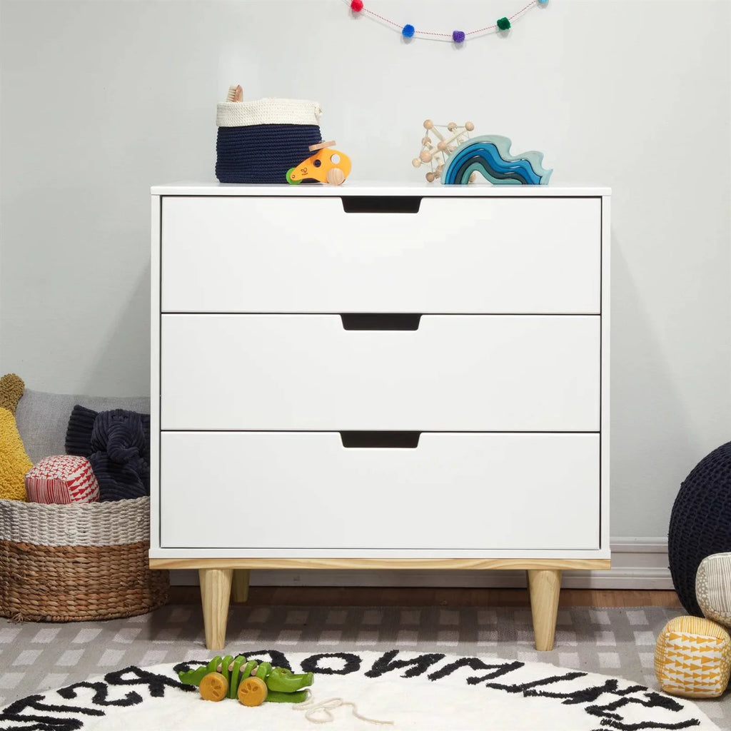 3 Drawer White Wood Dresser B328081