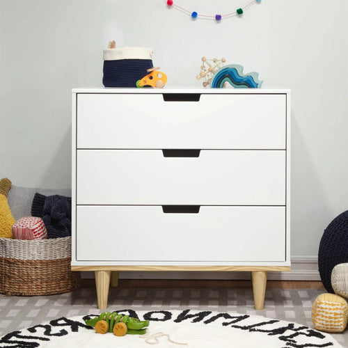3 Drawer White Wood Dresser B328081