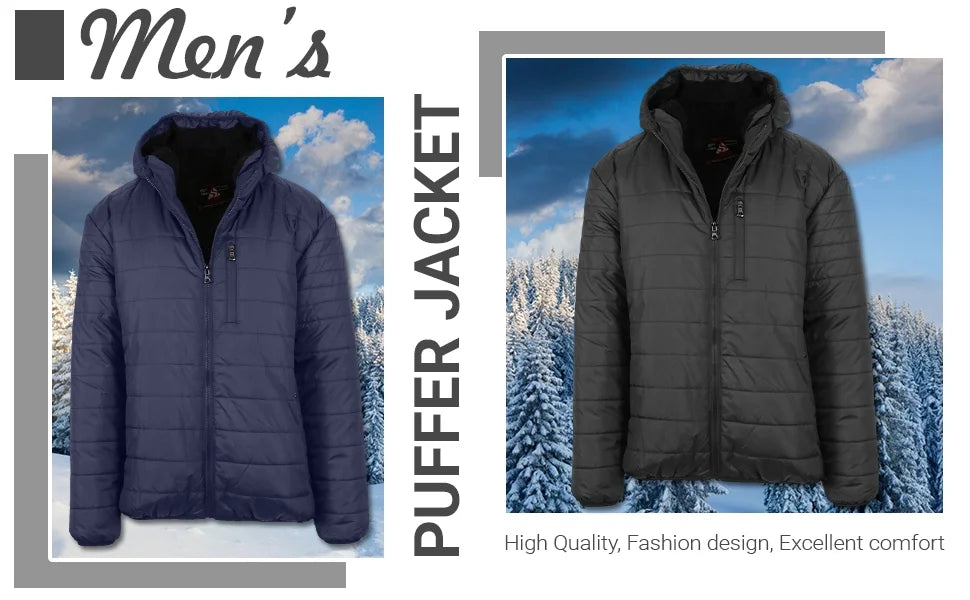 Mens Sherpa-Lined Hooded Puffer Jacket H362868