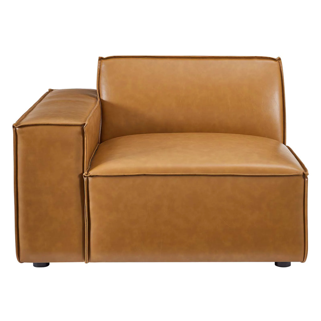 Tan 6-Piece Vegan Leather Sectional Sofa F16038