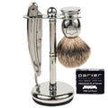 Men’s Shave Set – Pure Badger Brush, Shave Stand, Razor & 100 Blades Pack of 2 S51281
