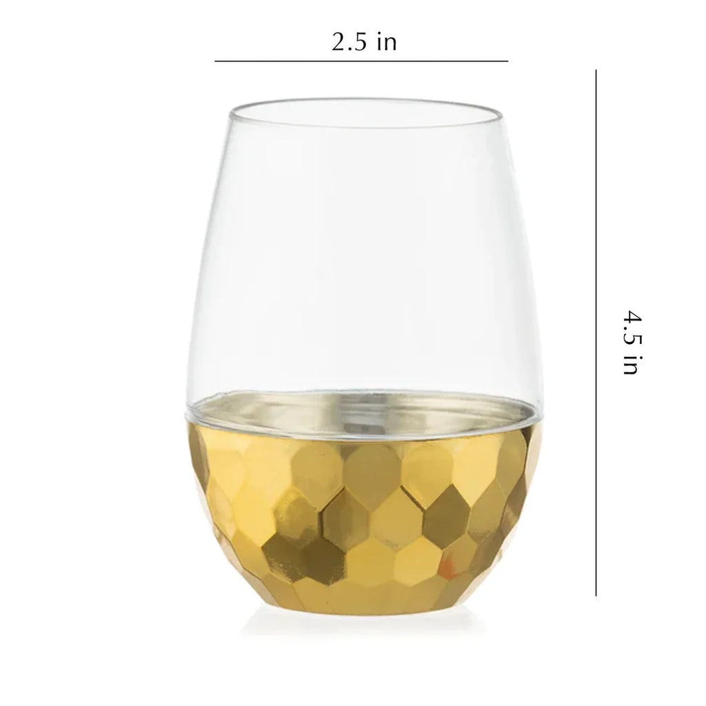 Clear Gold Bottom 16 Oz Stemless Wine Goblet Pack of 6 T2748