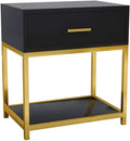 Black Mini Bedside Nightstand Storage Cabinet C5687