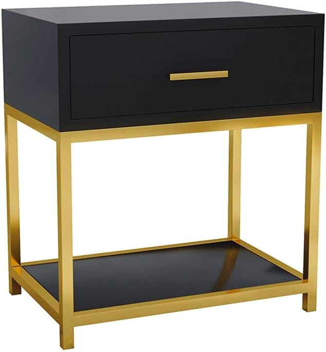 Black Mini Bedside Nightstand Storage Cabinet C5687