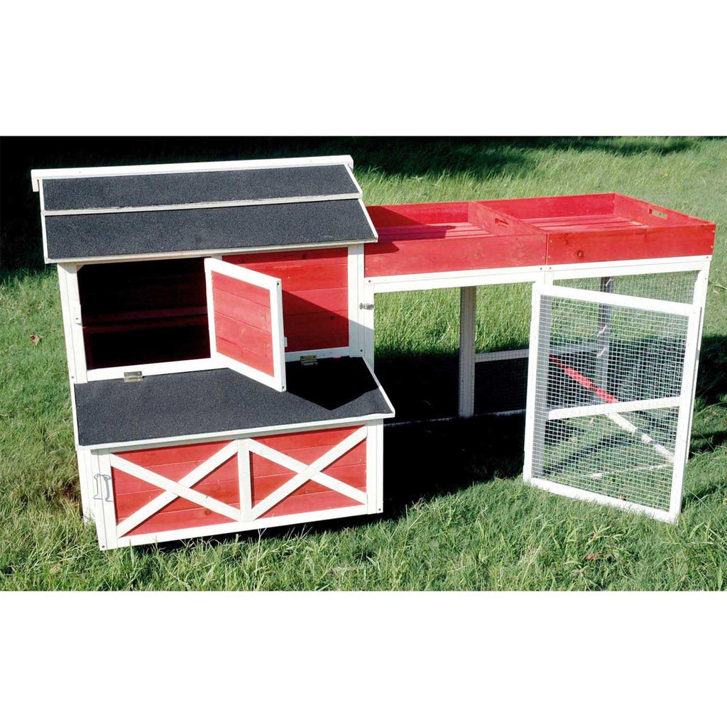 Red Barn Chicken Coop with Roof Top Planter T46889