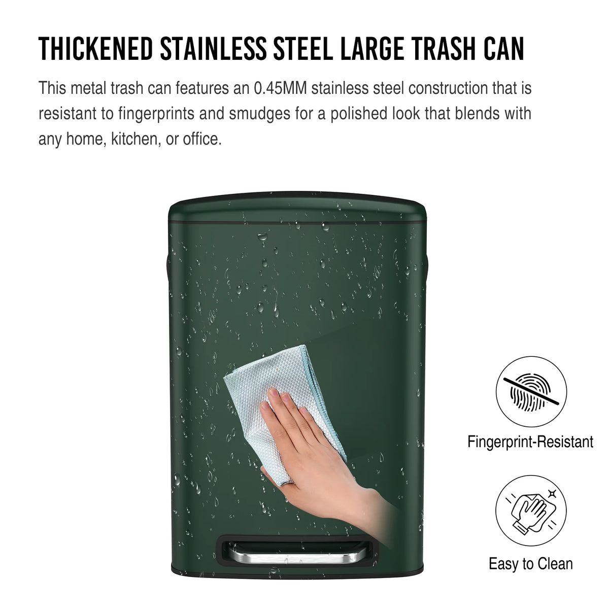 13 Gallon 50L Stainless Steel Trash Can with Lid Q6898