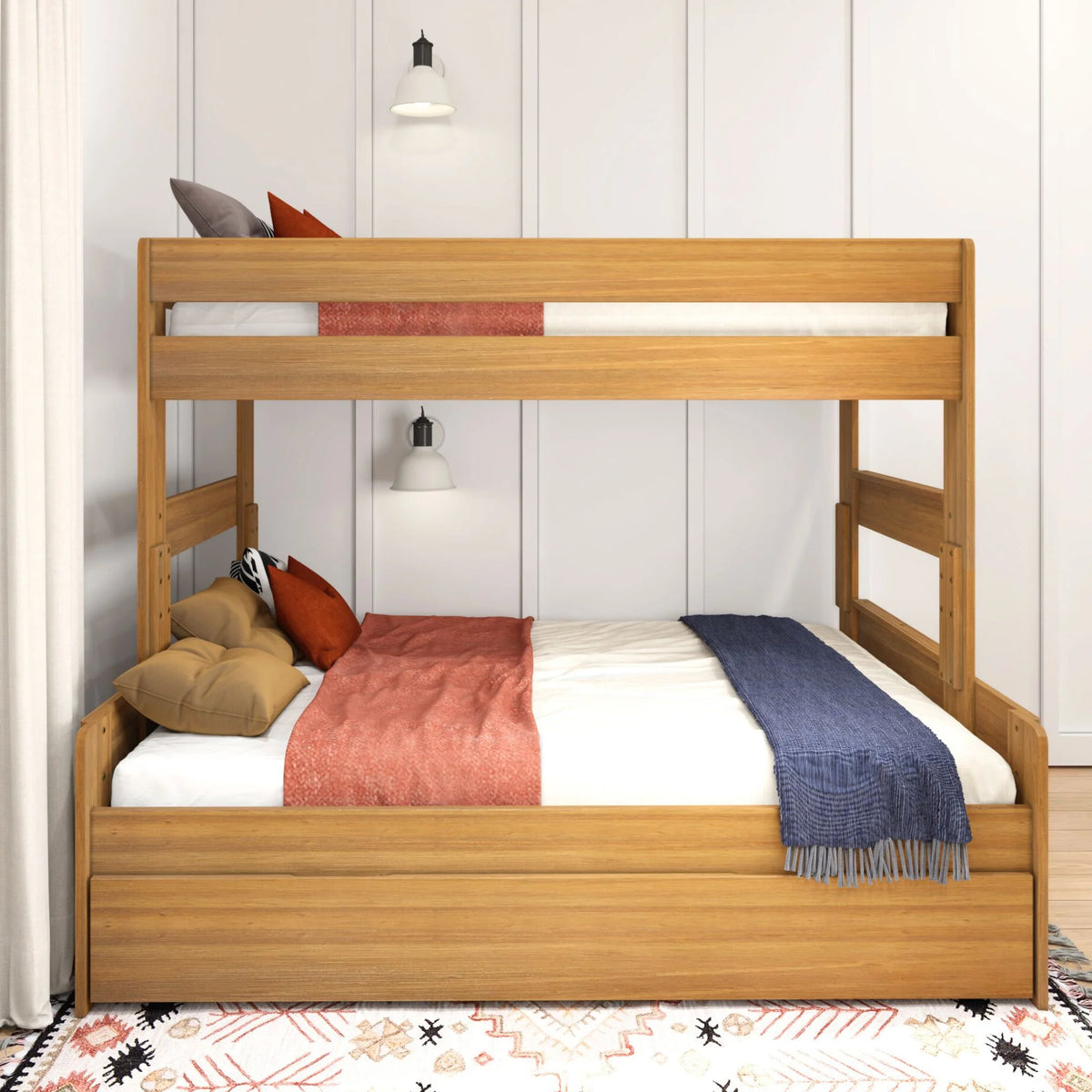 Twin Over Full Wood Bunk Bed with Trundle N5772
