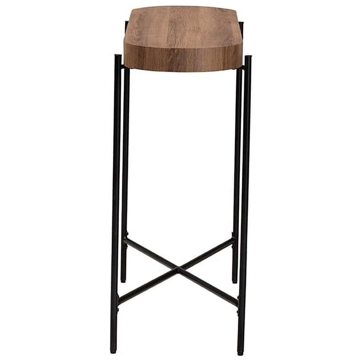 Walnut Brown Wood and Black Metal Console Table K335