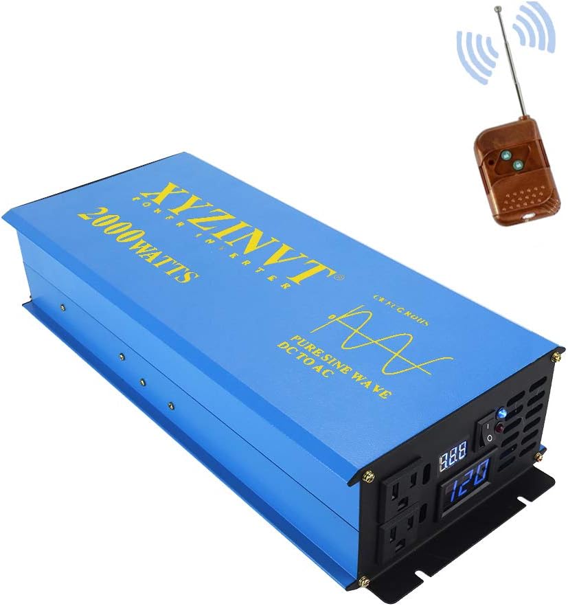 2500w Pure Sine Wave Power Inverter DC 24V to AC 120V with LED Display and Wireless Remote Controller G5336
