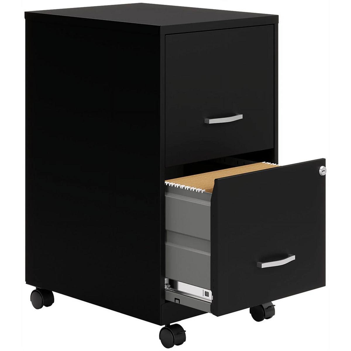18" 2 Drawer Mobile Metal File Cabinet - Black M141