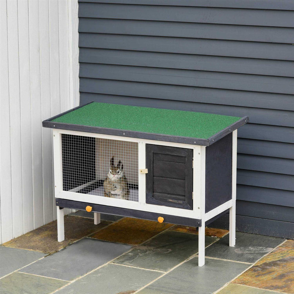 Wooden Rabbit Hutch with Pull-Out Tray S7493