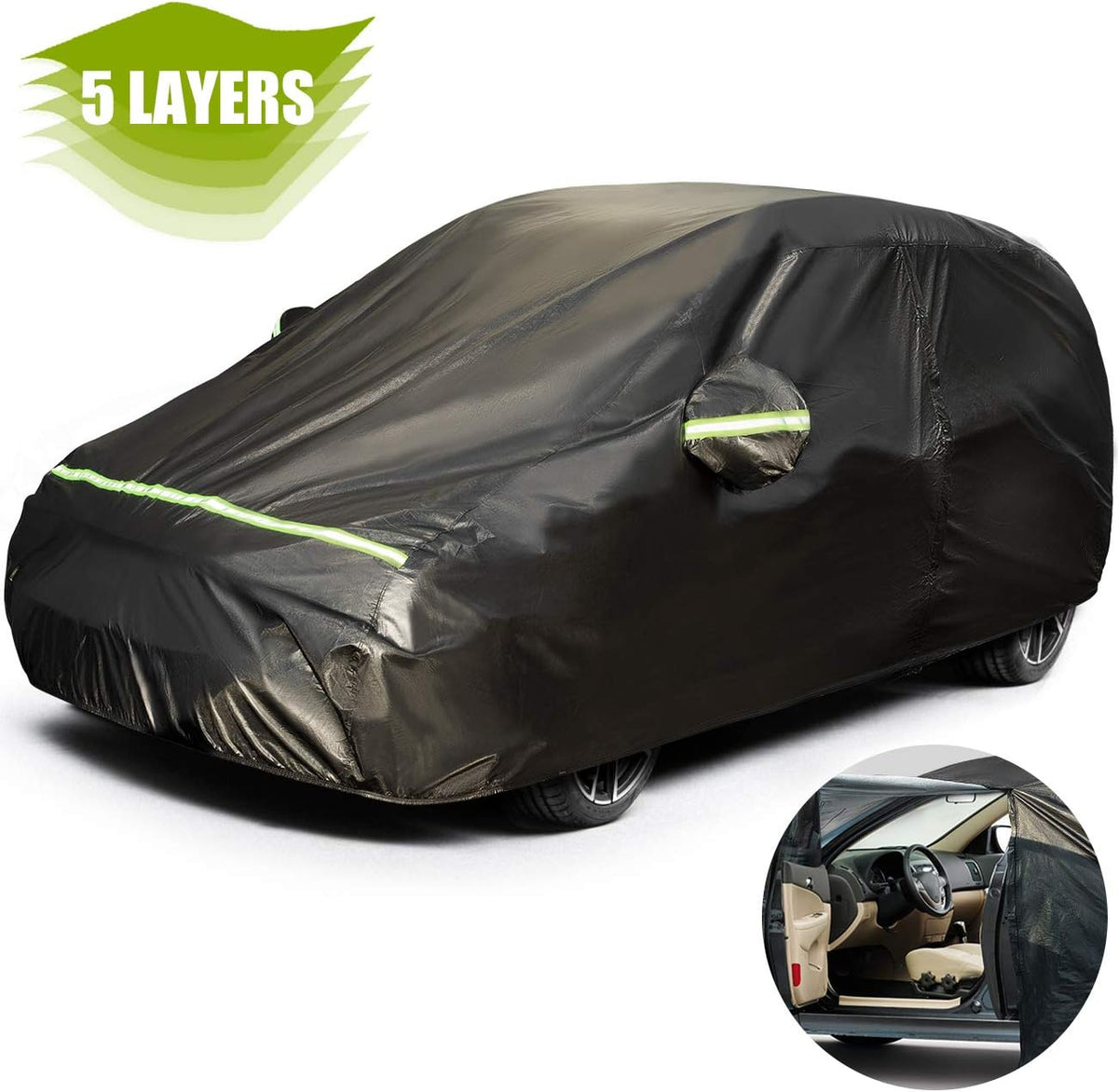 Hatchback Car Cover 5 Layers Universal Fit 157 to 171 inch Pack of 2 T10076