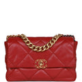 Red Calfskin Flap Bag V93078