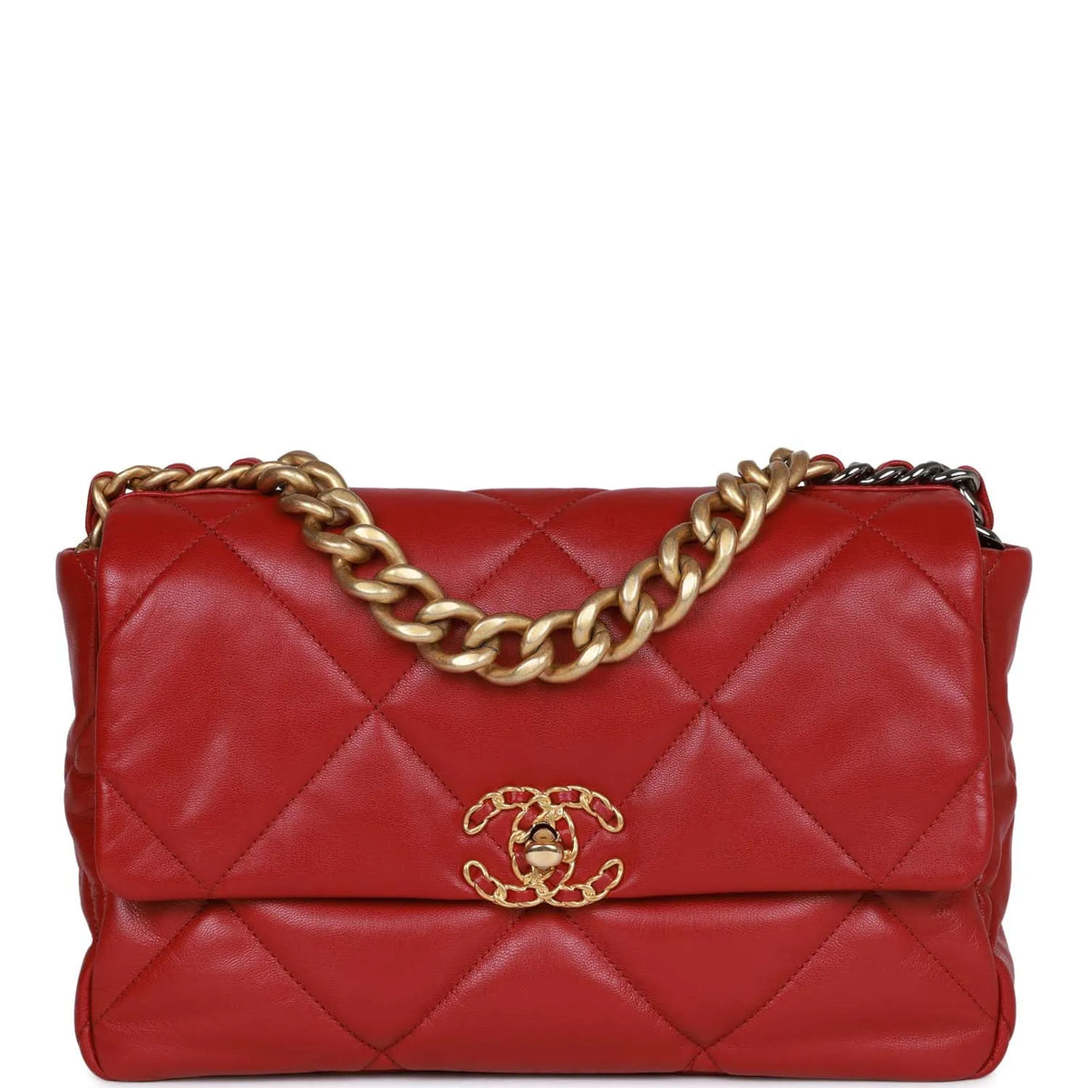 Red Calfskin Flap Bag V93078