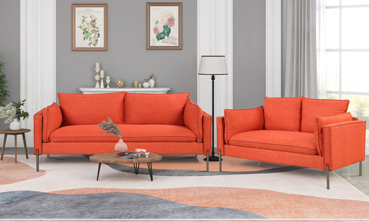 2 Piece Linen Fabric Loveseat and 3 Seat Couch Set H13506