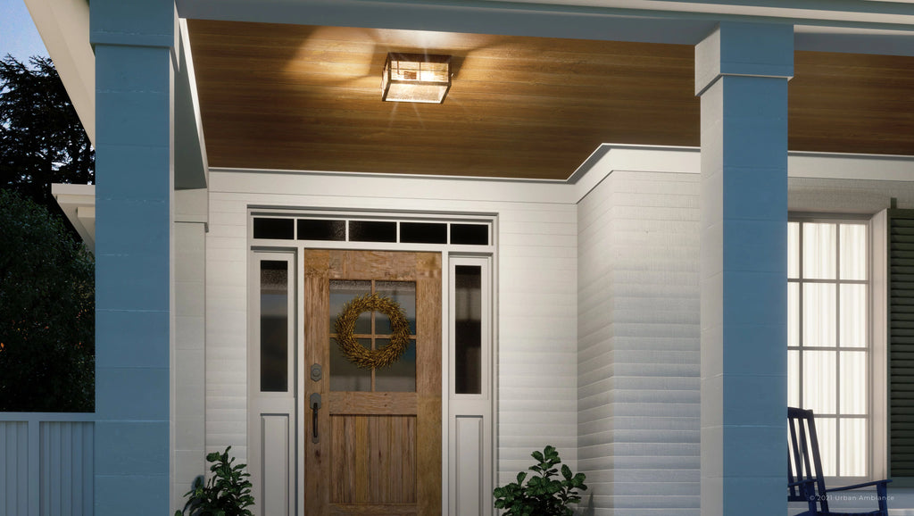 Urban Bronze Clear Water Glass Outdoor Ceiling Light Y24256