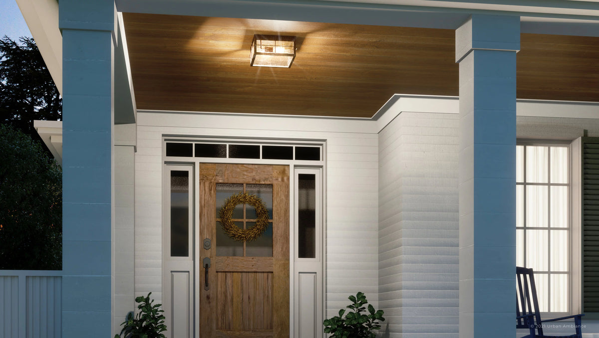 Urban Bronze Clear Water Glass Outdoor Ceiling Light Y24256