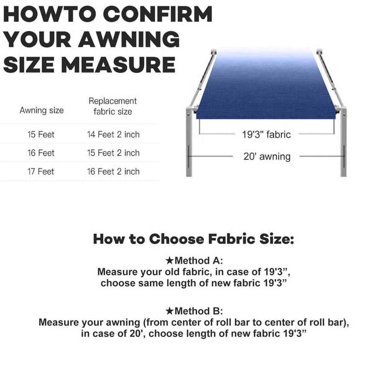 Blue Heavy Duty RV Awning Fabric Replacement 17' M593847