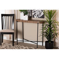 Walnut Brown Wood and Black Metal Console Table K335