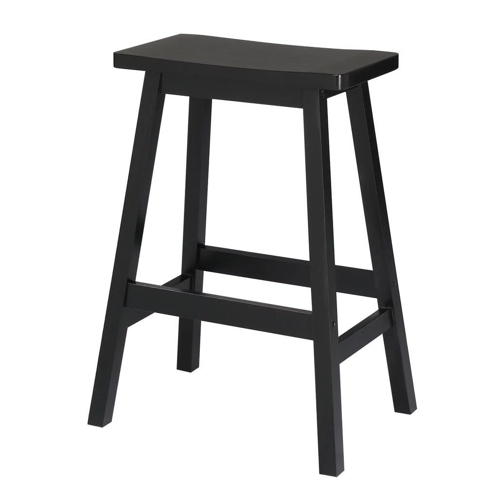 Set of 4 Black Wooden Saddle Seat Bar Stools N8956