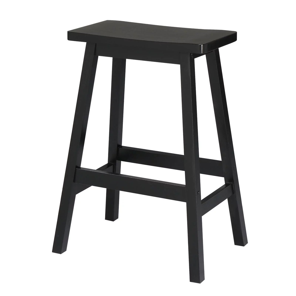 Set of 4 Black Wooden Saddle Seat Bar Stools N8956