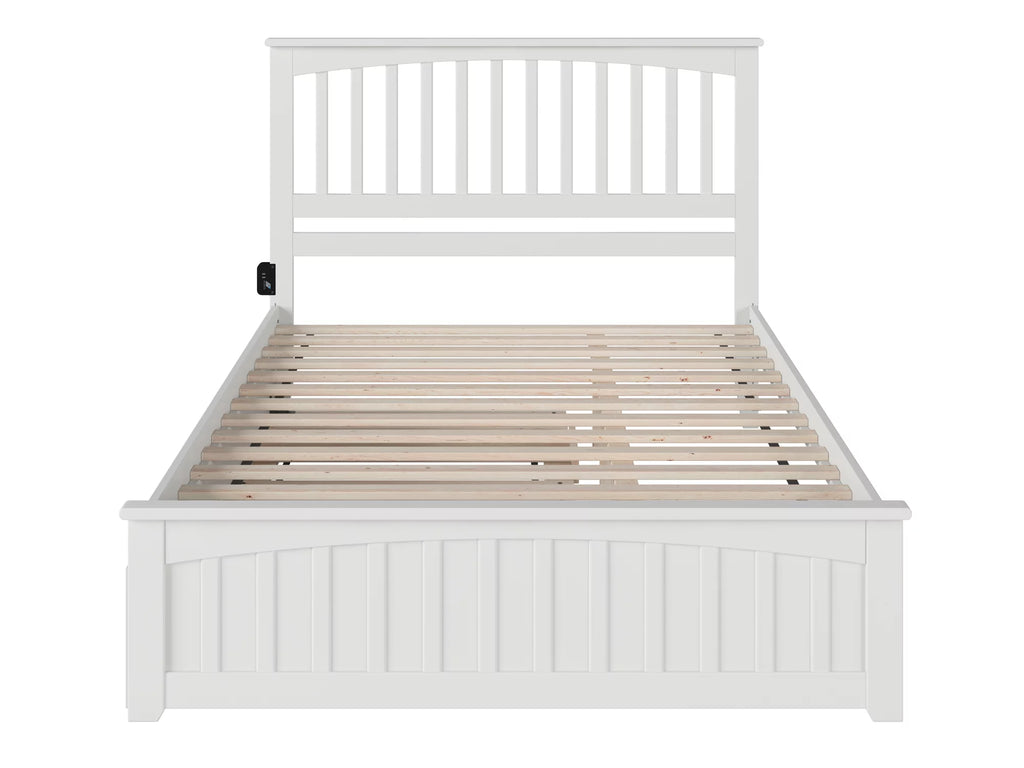White Queen Platform Bed with Trundle R192653