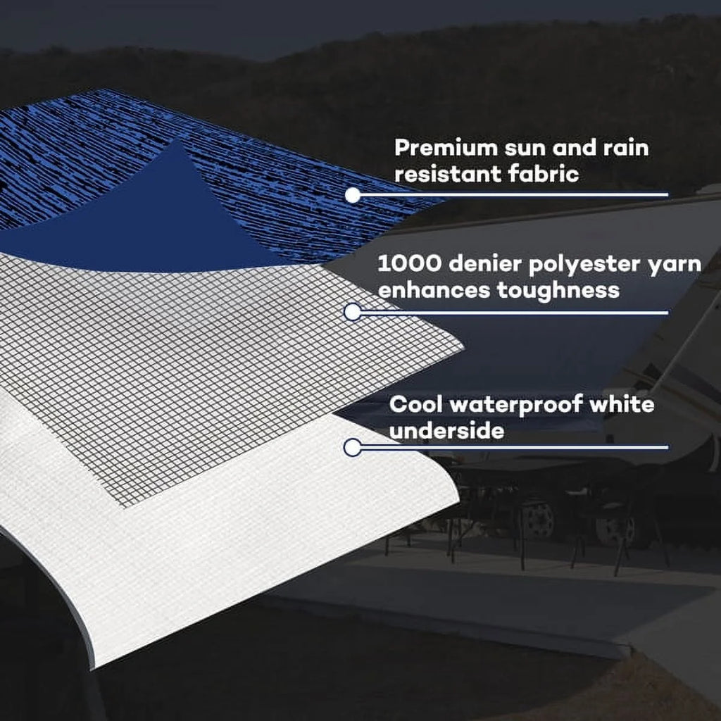 Blue Heavy Duty RV Awning Fabric Replacement 17' M593847