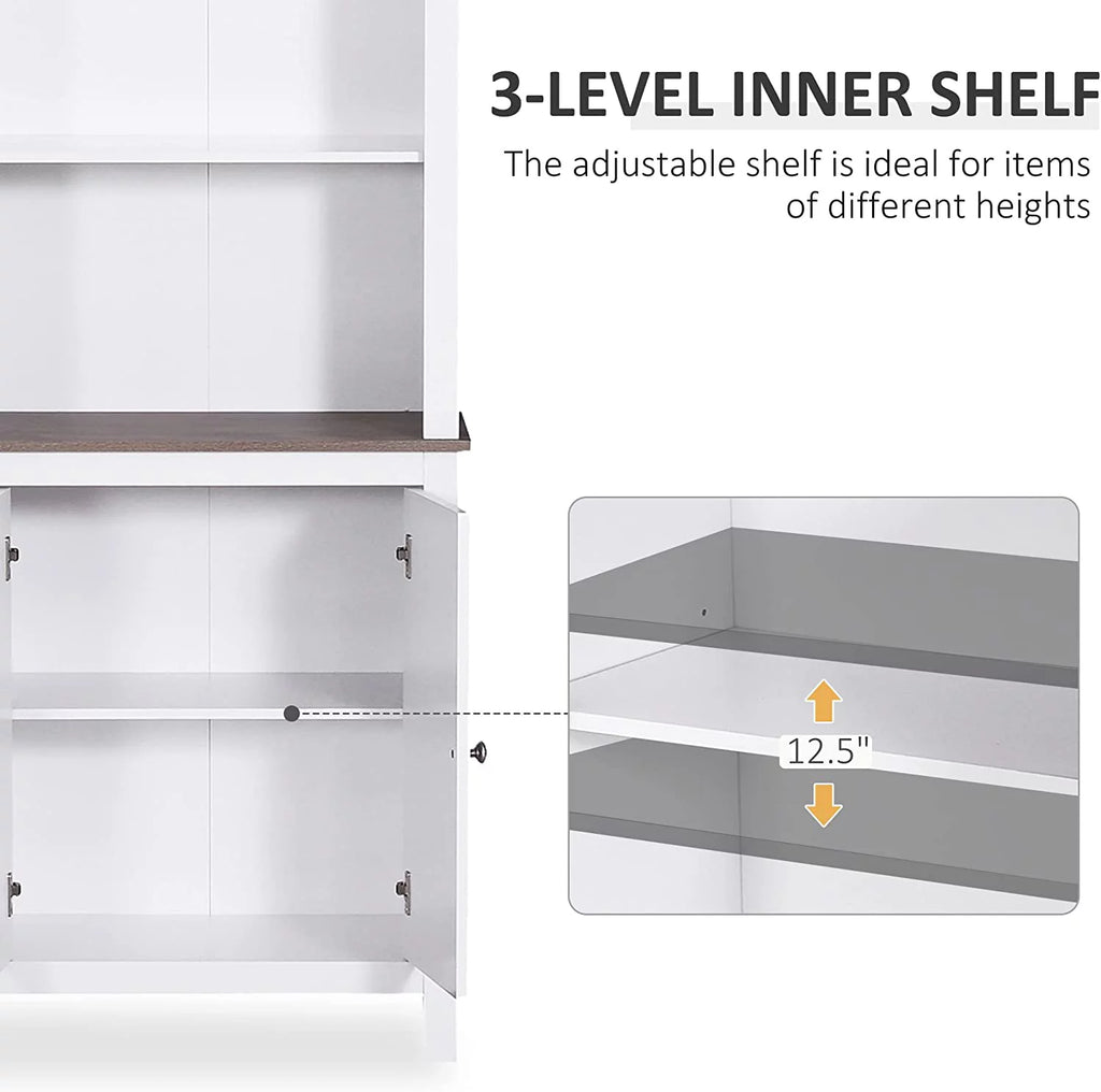 White 3-Tier Double Door Storage Cabinet K8225