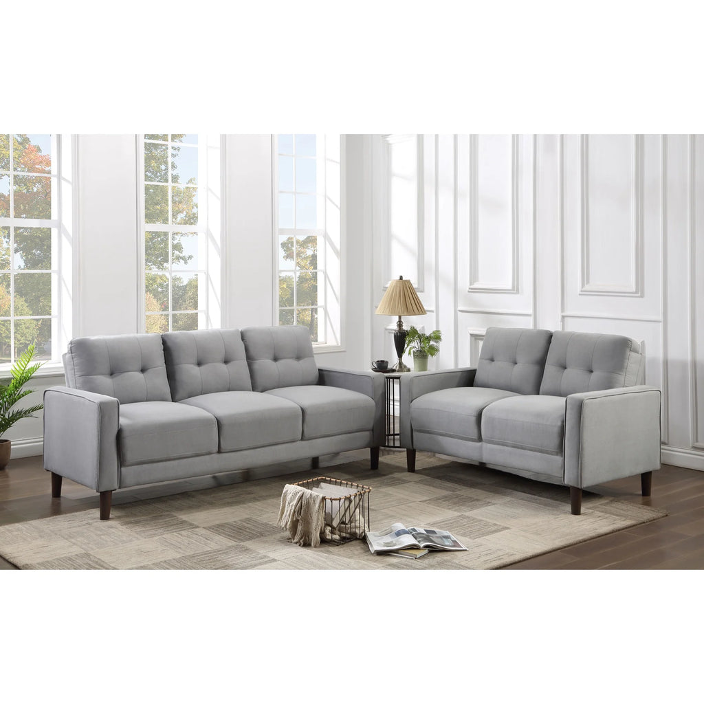 Gray Upholstered Sofa Set with Track Arms I98556