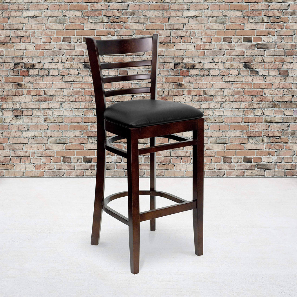 Walnut Wood Ladder Back Barstool E448737