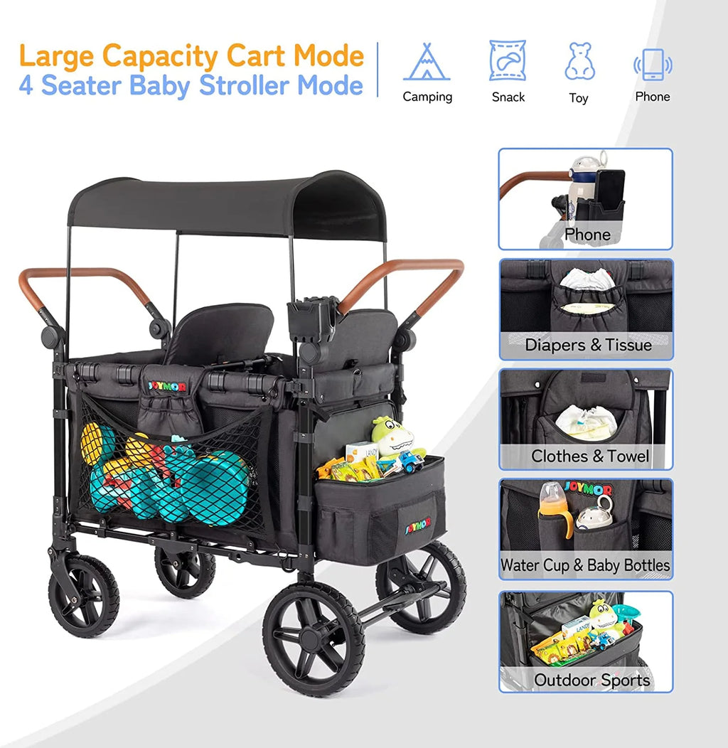 4 Seater Stroller Wagon with UV-Protection Canopy J707