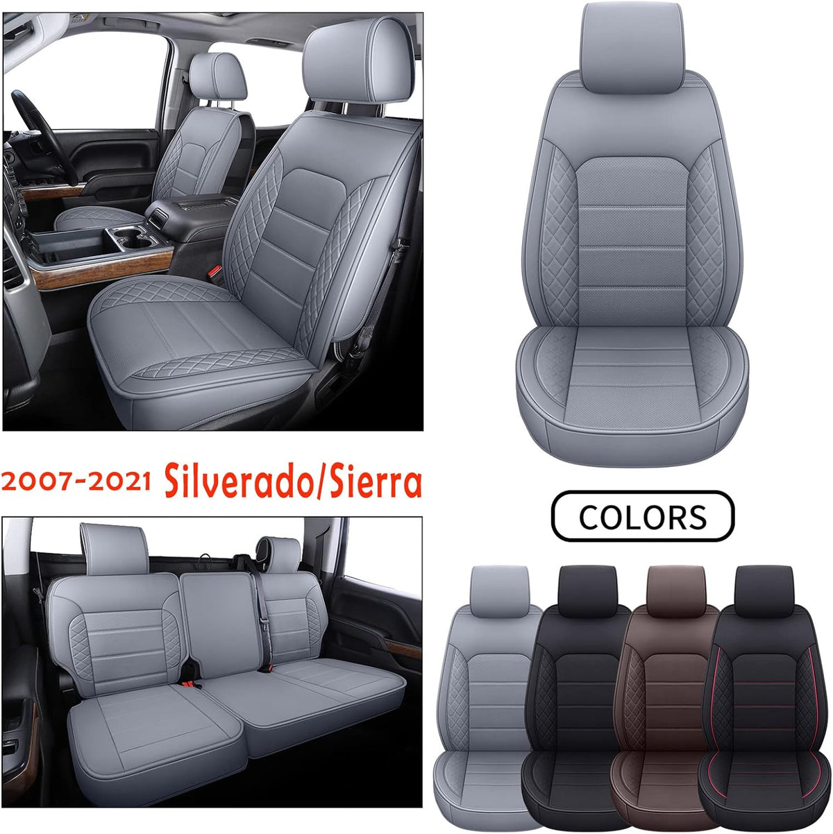 Black Faux Leather Seat Covers Full Set C9290