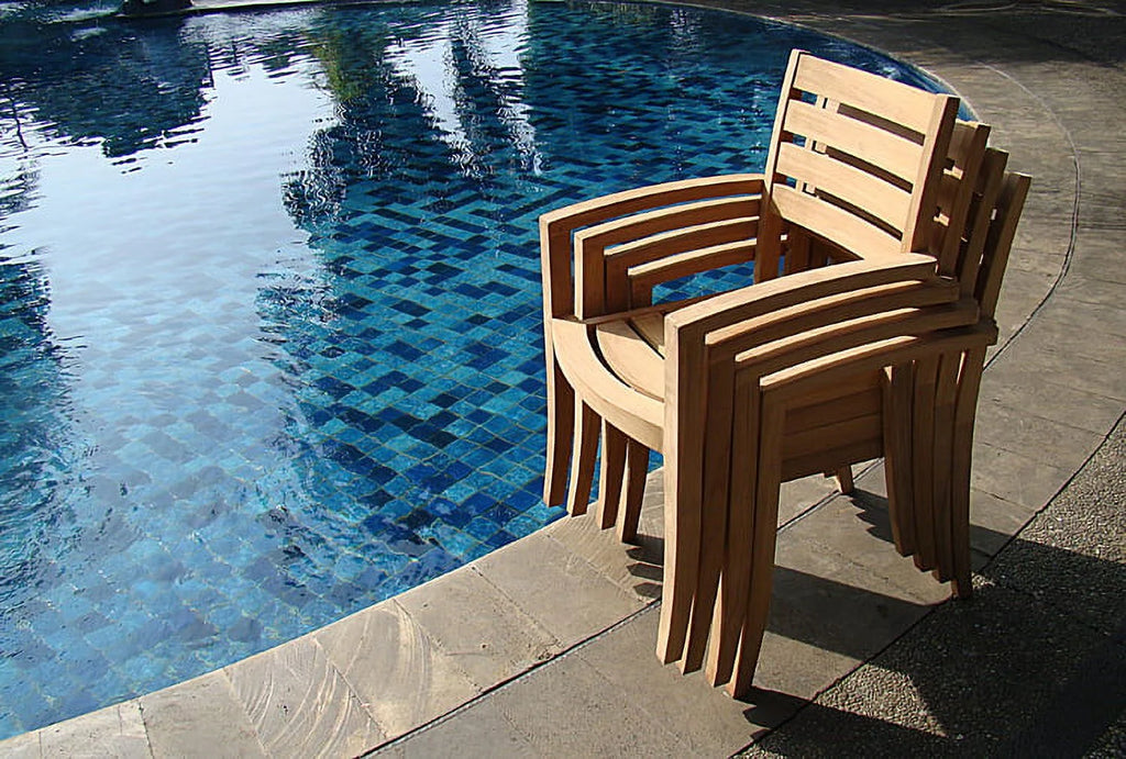 11 Pc Teak Dining Set with 117" Oval Table and 10 Stacking Arm Chairs N646938