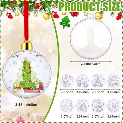24 Sets Christmas Ornament Making Kit DIY Coloring Craft Plastic Bulb S66963