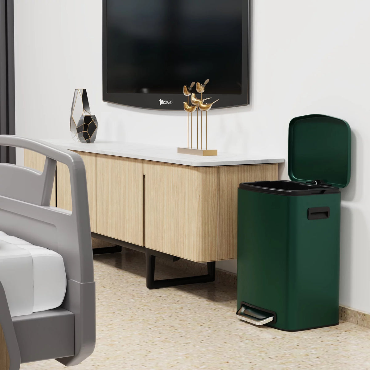 13 Gallon 50L Stainless Steel Trash Can with Lid Q6898