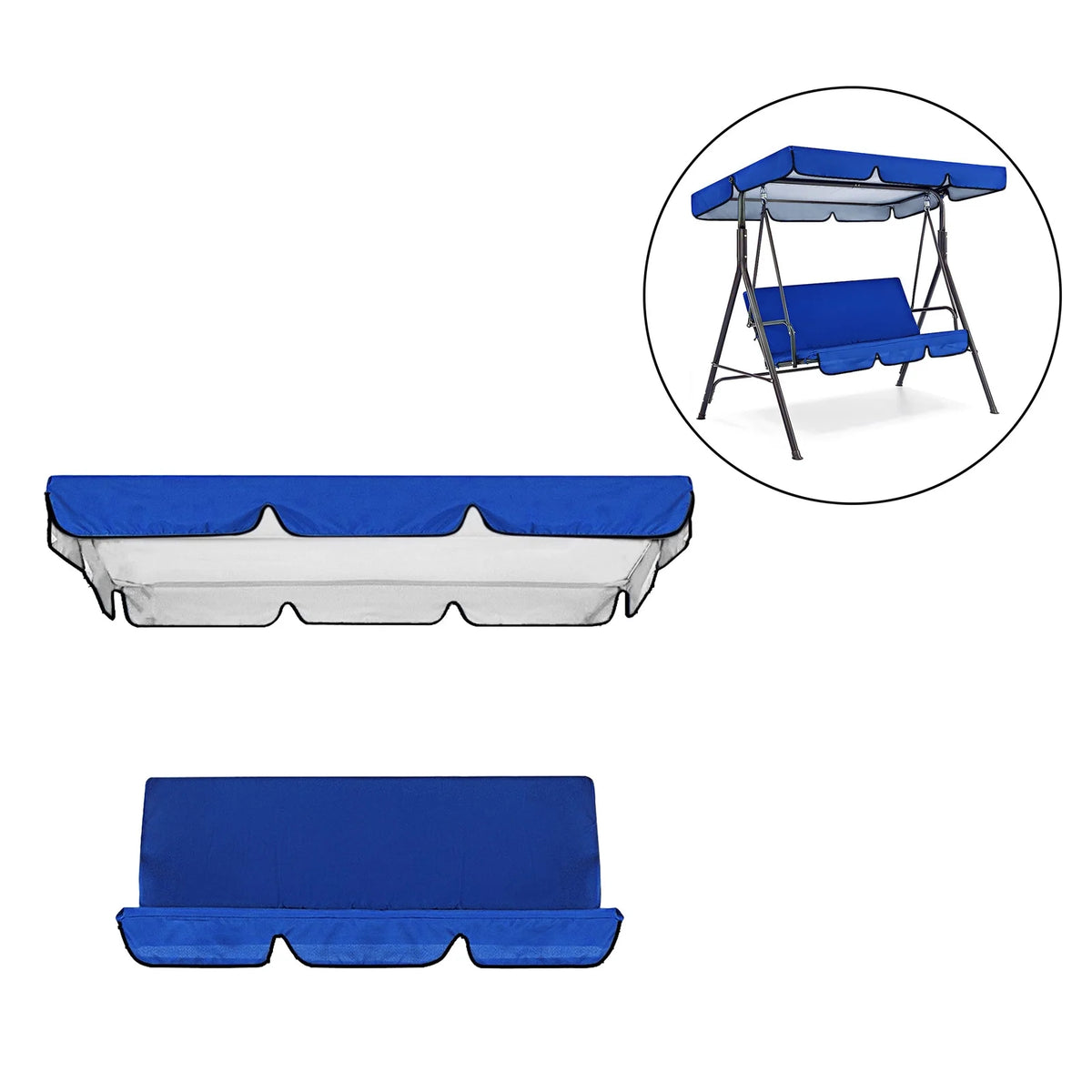 Blue Patio Swing Cushion Set for 3 Seater Swing Chairs Y841
