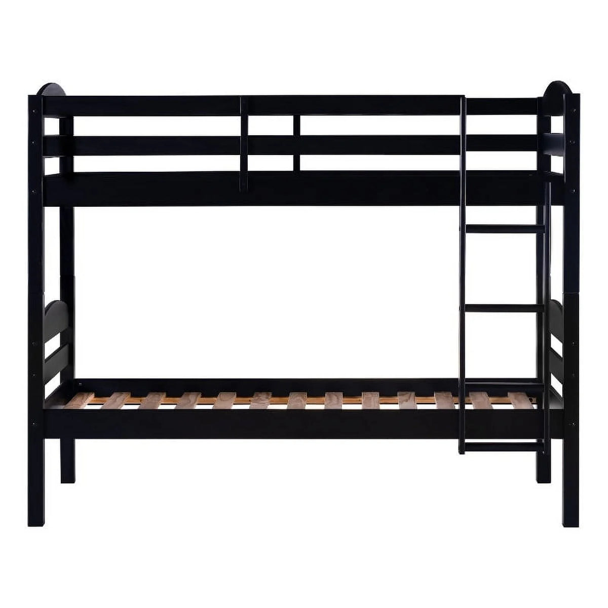 Black Solid Wood Twin-over-Twin Bunk Bed Frame C9832