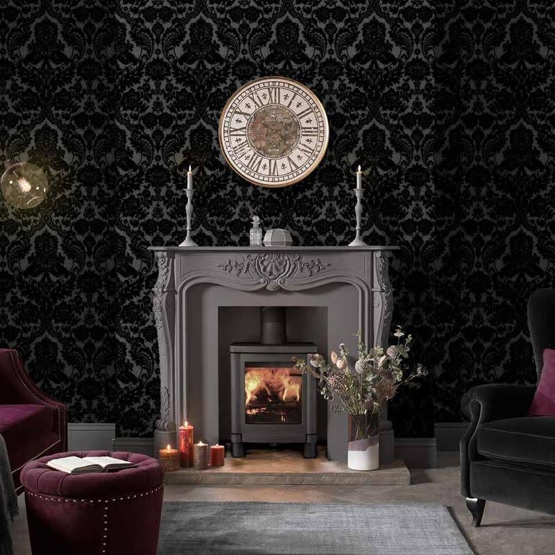 Gothic Damask Plum Wallpaper D87196