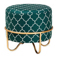 Velvet Ottoman in Green Multi Z400
