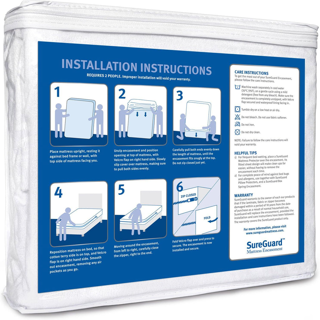 Cal King Mattress Encasement - 100% Waterproof, Bed Bug Proof - Zippered Six-Sided Cover G744