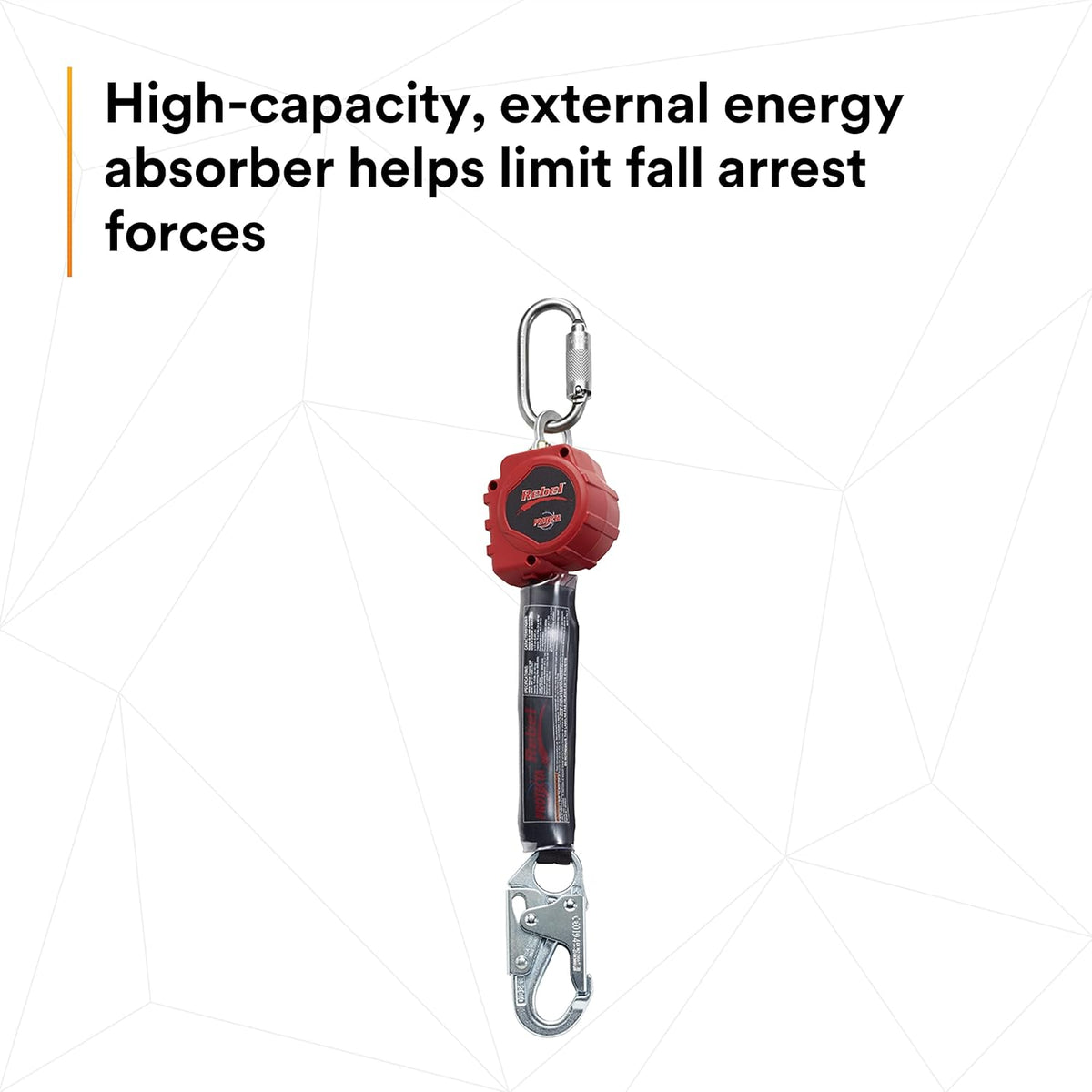 Self Retracting Lifeline Web, Steel Snap Hook and Carabiner, Black/Red J83045
