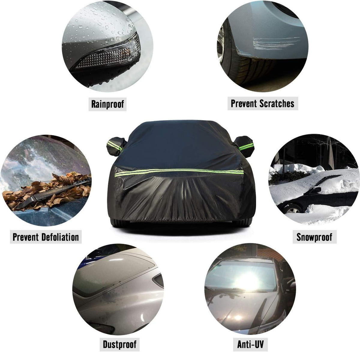 Hatchback Car Cover 5 Layers Universal Fit 157 to 171 inch Pack of 2 T10076