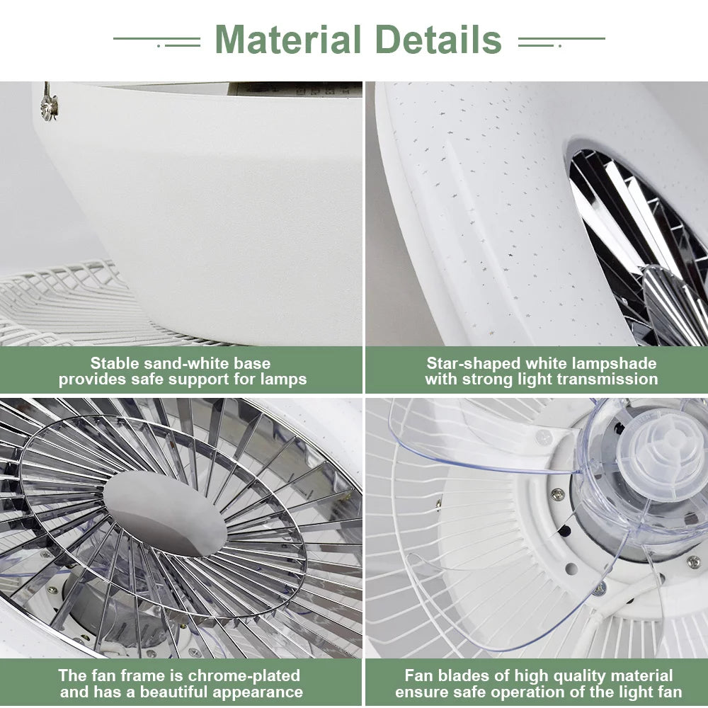 White Flush Mount Ceiling Fan with Light and Remote Q58346