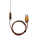 Type-K Thermocouple Probe, Hypodermic Tip, 2.25 inch L x 0.063 inch Dia, Grounded Junction, 2.5 Feet FEP Insulated Cable V7572