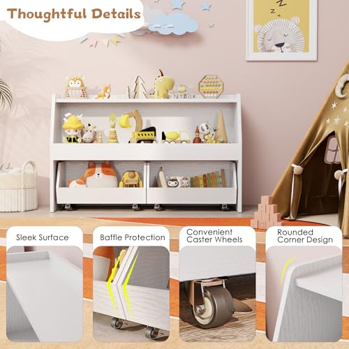 2 Tier Toy Storage Organizer with Movable Bins K30074
