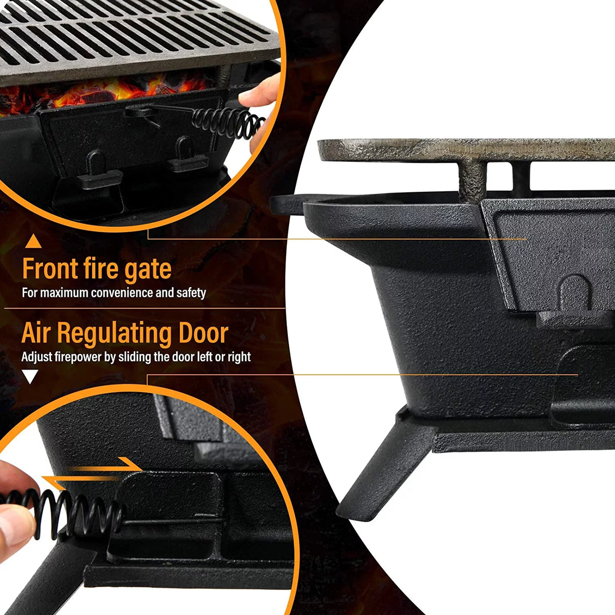 Charcoal Portable BBQ Grill with Double-sided Grilling Net Z886