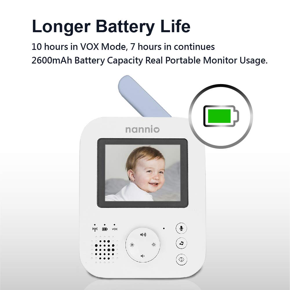 Video Baby Monitor with Camera and Audio, Two-Way Talk, Auto Night Vision, 5 Lullabies, 985ft Range, Pack of 2 V9714