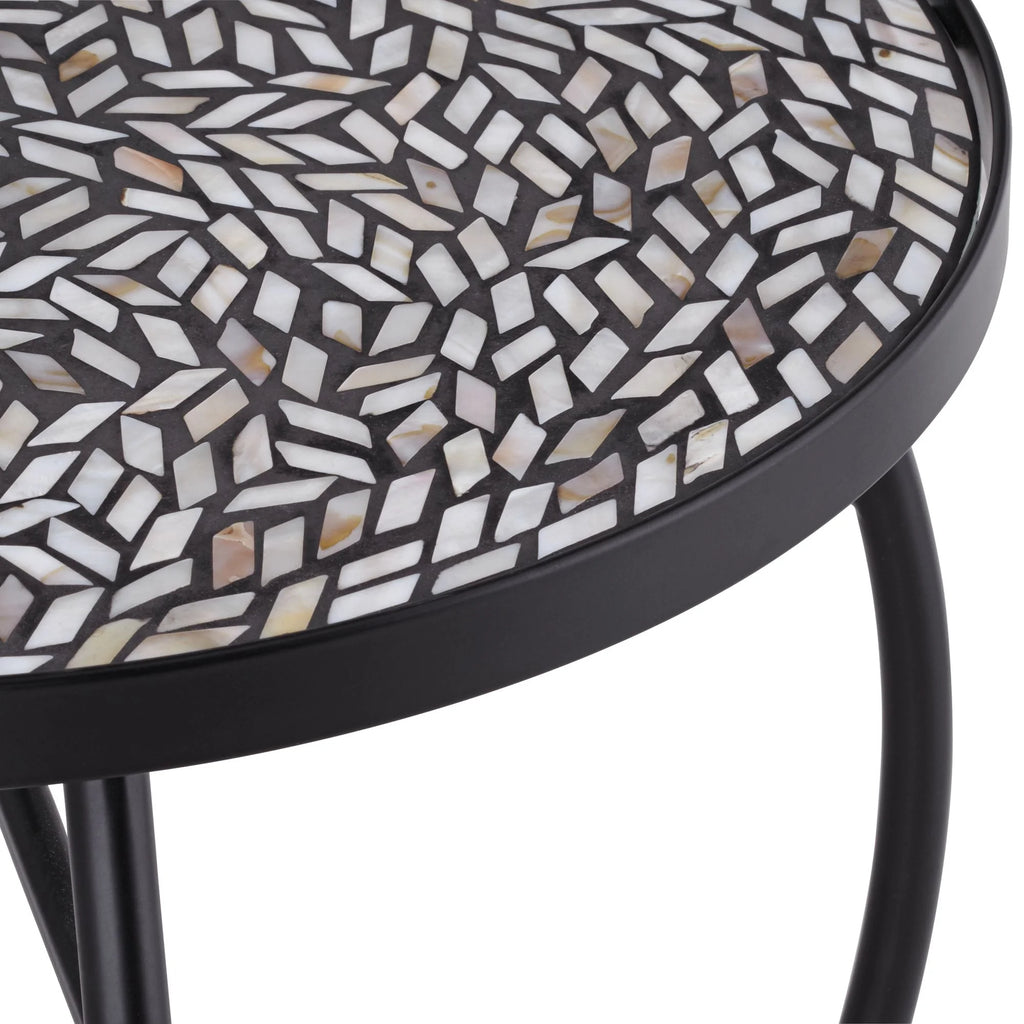 Black Round Outdoor Accent Side Table 14" Wide Mosaic Tabletop M276613